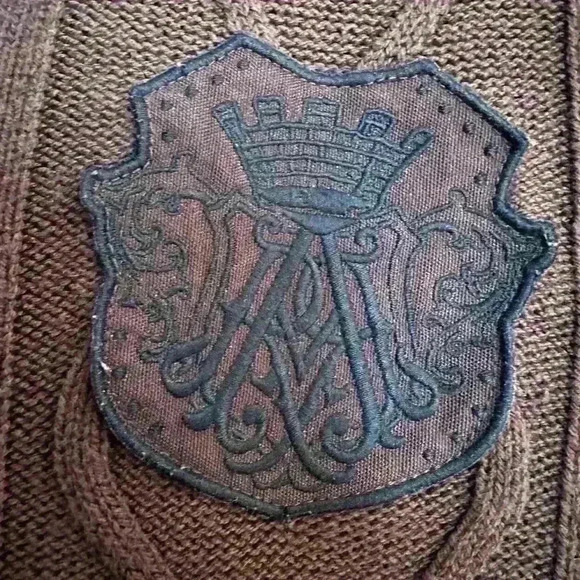 American Rag CEI Fleece Lined Cable Knit Brown Hooded Cardigan Zip Button close - Picture 3 of 15